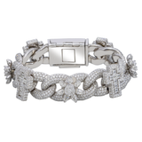 Diamond Flower Cross Bracelet