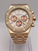 Audemars Piguet Royal Oak 26315OR.ZZ.1256OR.01 Chronograph Rose Gold Silver Dial Diamond Bezel (2021)