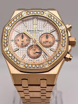 Audemars Piguet Royal Oak 26315OR.ZZ.1256OR.01 Chronograph Rose Gold Silver Dial Diamond Bezel (2021)