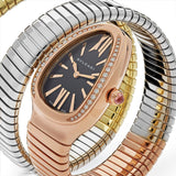 BVLGARI Serpenti Tubogas Watch 102948 Three-Tone Double Spiral Diamond Bezel