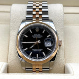Rolex Datejust 116201 Stainless Steel Rose Gold Black Dial