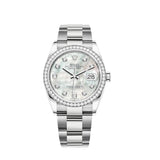 Rolex Datejust 126284RBR Stainless Steel White Gold Mother of Pearl Dial