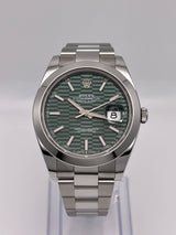 Rolex Datejust 126300 Stainless Steel Green Fluted-Motif Dial Oyster
