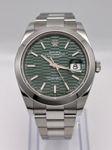 Rolex Datejust 126300 Stainless Steel Green Fluted-Motif Dial Oyster