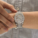 Rolex Day-Date 128349RBR White Gold Diamond Bezel Diamond-Paved Set