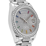 Rolex Day-Date 128349RBR White Gold Diamond Bezel Diamond-Paved Set