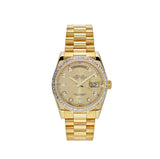 Rolex Day-Date 118398BR Yellow Gold Diamond Bezel Champagne Diamond Dial