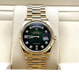 Rolex Day-Date 128238 Yellow Gold Green Diamond Dial