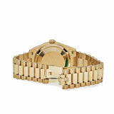 Rolex Day-Date 128348RBR Yellow Gold Green Malachite Dial Diamond Bezel