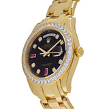Rolex Day-Date 18958BR Yellow Gold Black Dial Diamond Bezel