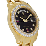 Rolex Day-Date 18958BR Yellow Gold Black Dial Diamond Bezel