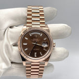 Rolex Day-Date 228235 Rose Gold Chocolate Diamond Dial