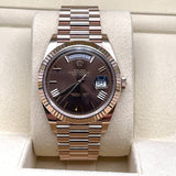 Rolex Day-Date 228235 Rose Gold Chocolate Roman Dial