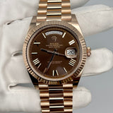 Rolex Day-Date 228235 Rose Gold Chocolate Roman Dial
