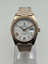 Rolex Day-Date 228235 Rose Gold White Roman Dial