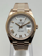 Rolex Day-Date 228235 Rose Gold White Roman Dial