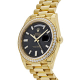 Rolex Day-Date 228348RBR Yellow Gold Black Diamond Dial Diamond Bezel
