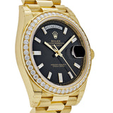 Rolex Day-Date 228348RBR Yellow Gold Black Diamond Dial Diamond Bezel