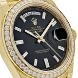 Rolex Day-Date 228348RBR Yellow Gold Black Diamond Dial Diamond Bezel