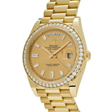 Rolex Day-Date 228348RBR Yellow Gold Diamond Bezel Champagne Diamond Dial