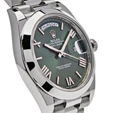 Rolex Day-Date 228206 Platinum President Olive Green Dial