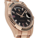 Rolex Day-Date 218235 Rose Gold Black Ruby Dial