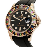 Rolex Yacht-Master 116695SATS Rose Gold Black Dial Rainbow Bezel