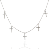 14k white gold multi cross necklace