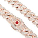 14k Rose Gold Demon Eye Flower Set Cuban Link