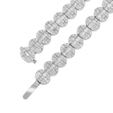 14k White Gold Graduated Baguette Oval Diamond Necklace