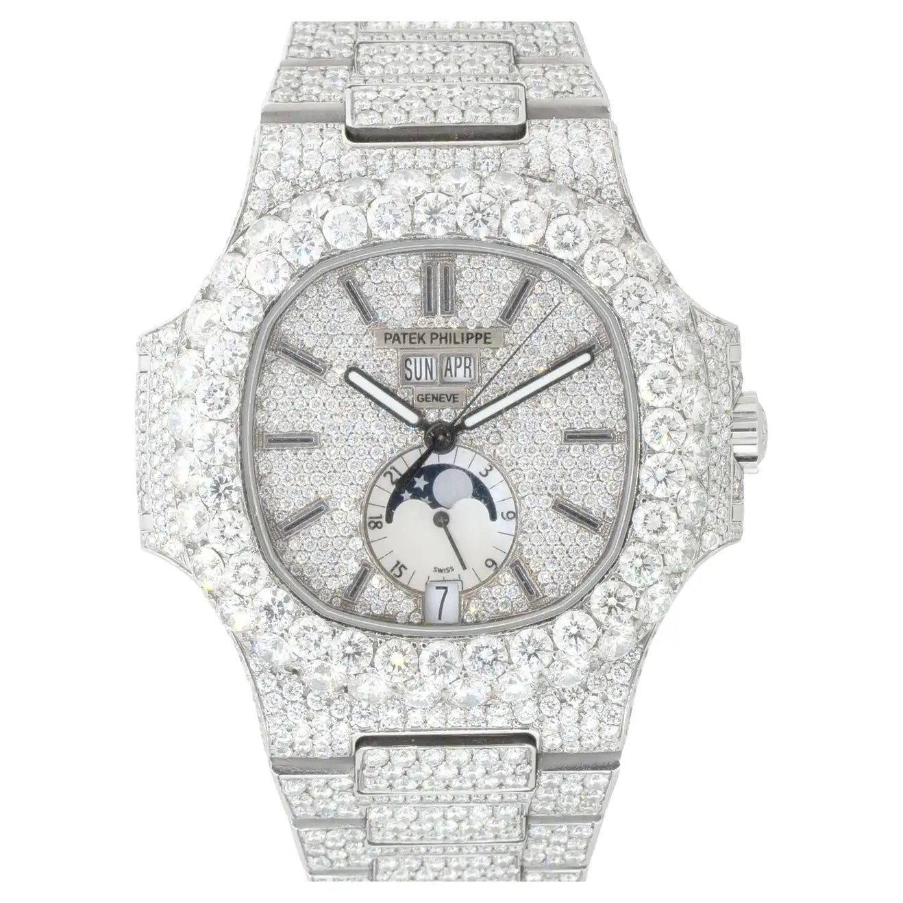 Iced out patek philippe watch deals