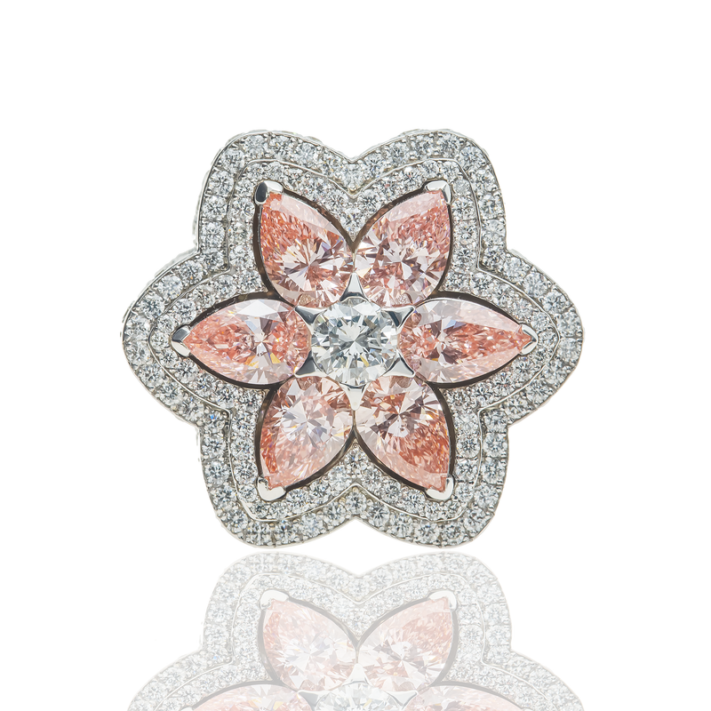 Pink Diamond Flower Ring