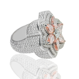Pink Diamond Flower Ring