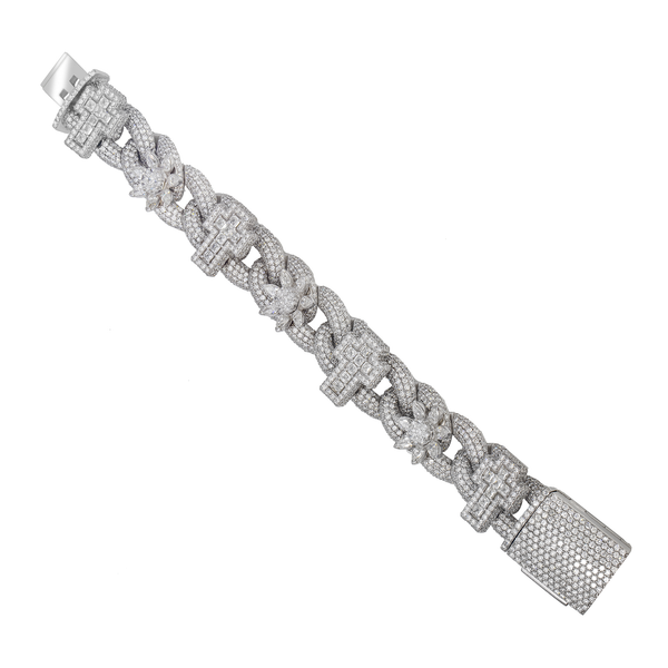 Diamond Flower Cross Bracelet