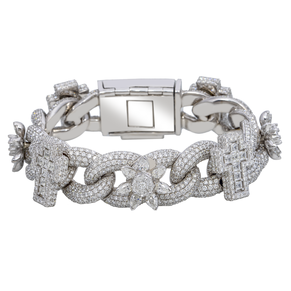 Diamond Flower Cross Bracelet – Mavani & Co