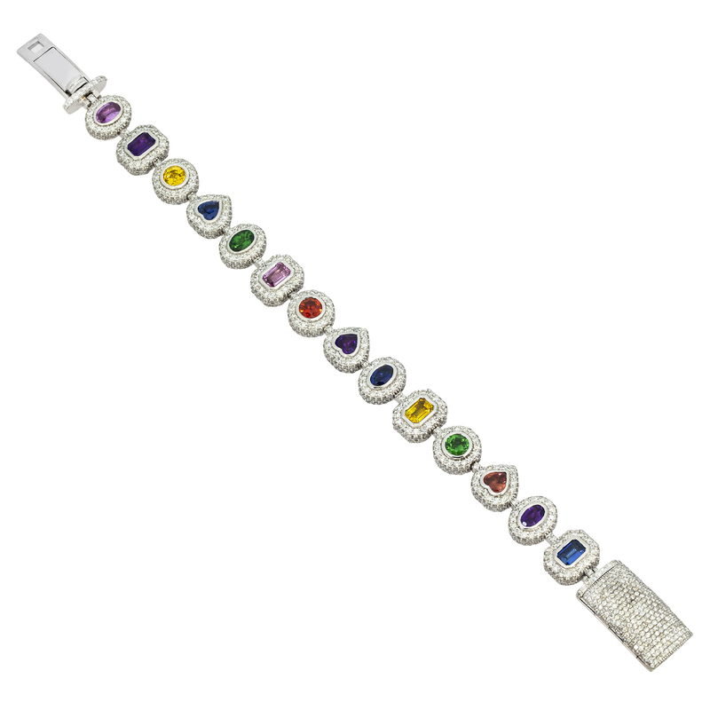 Diamond Multishaped Colored Bracelet