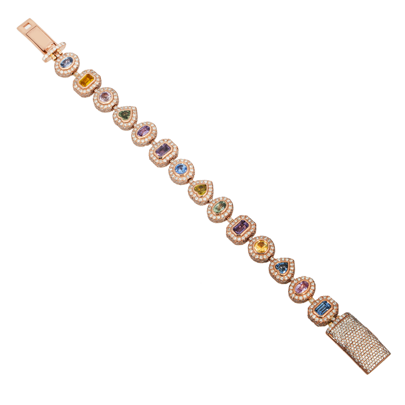 Diamond Multishaped Colored Bracelet