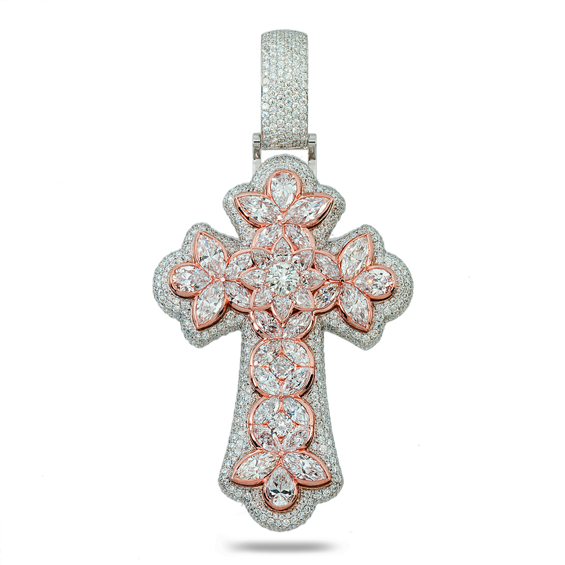 Diamond Marquise Flower Cross