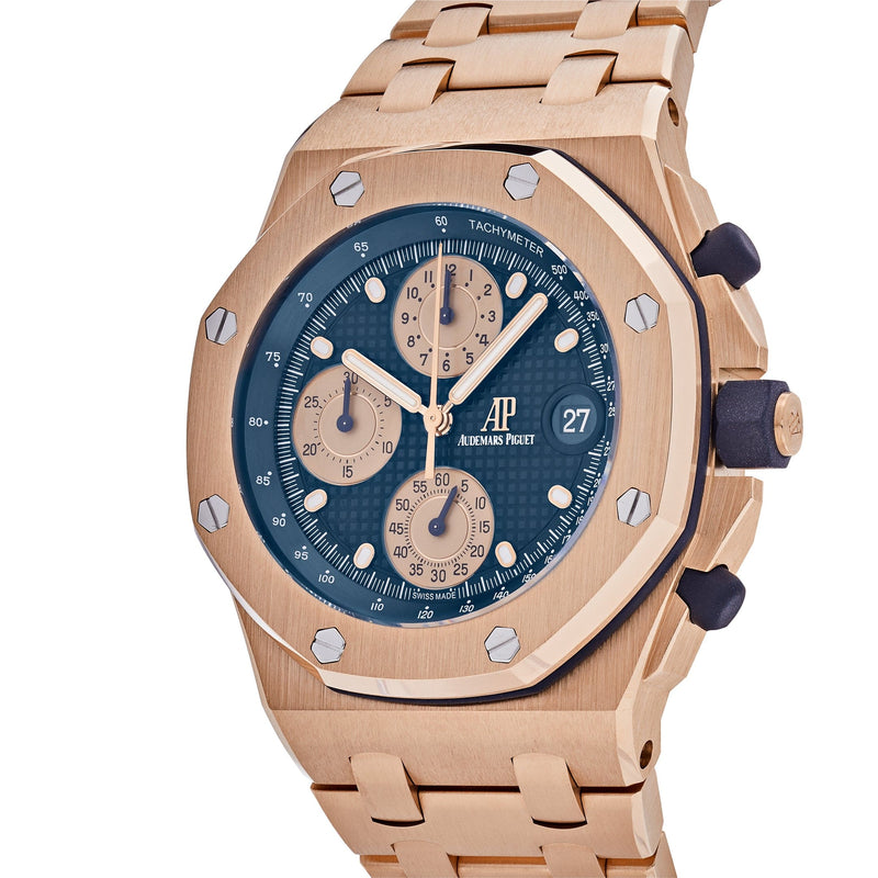 Audemars Piguet Royal Oak Offshore 26238OR.OO.2000OR.01 Chronograph 'Brick' Rose Gold Blue Dial