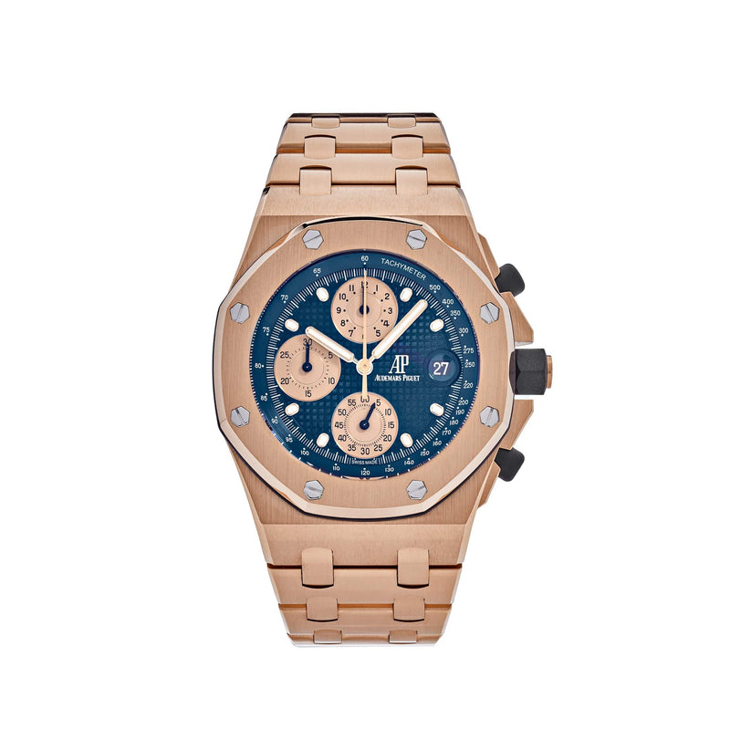 Audemars Piguet Royal Oak Offshore 26238OR.OO.2000OR.01 Chronograph 'Brick' Rose Gold Blue Dial