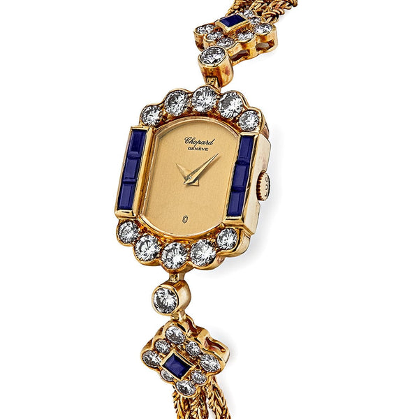 Chopard Vintage Yellow Gold Blue Sapphire Diamond Watch