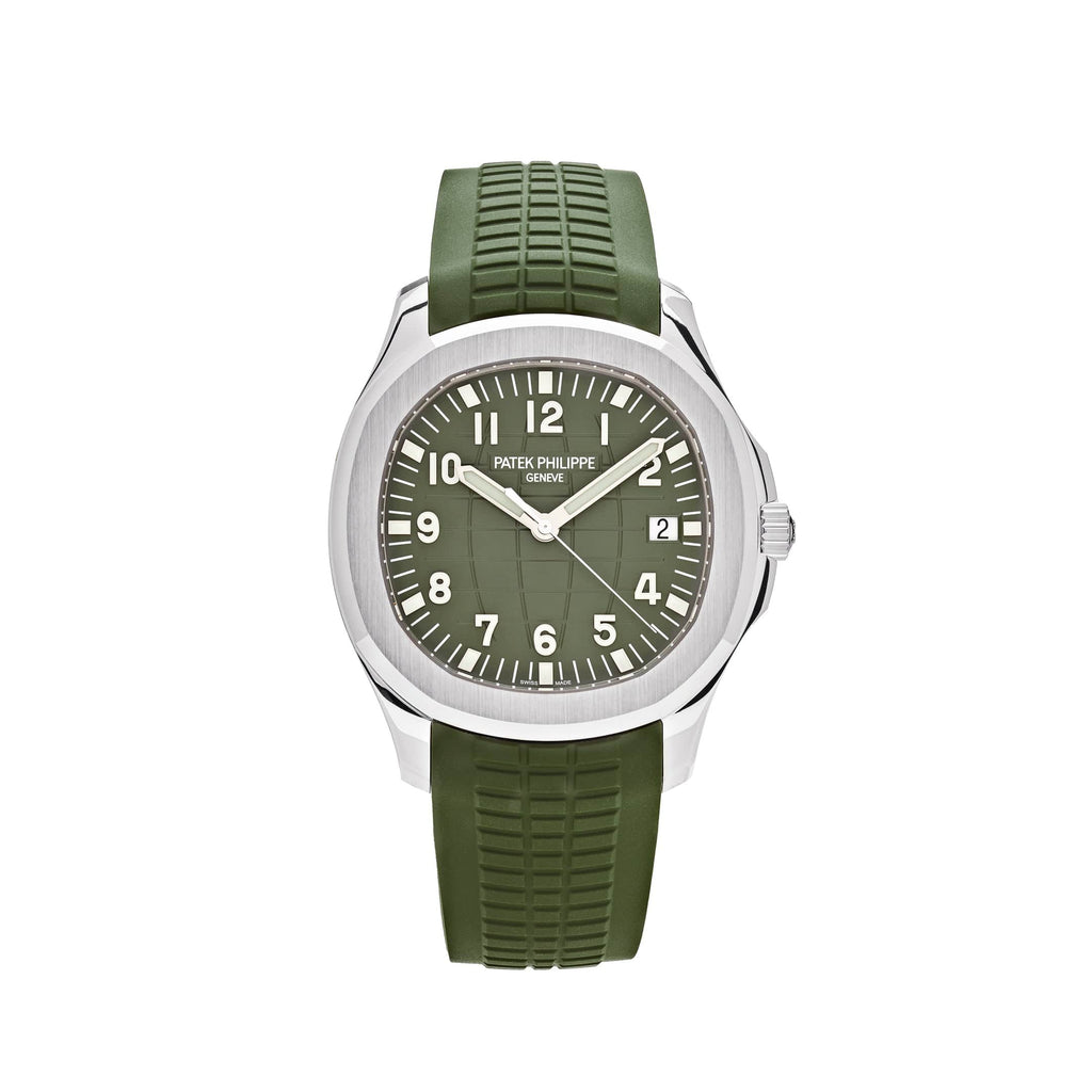 Patek Philippe Aquanaut 5168G 010 Jumbo White Gold Khaki Green Mavani Co