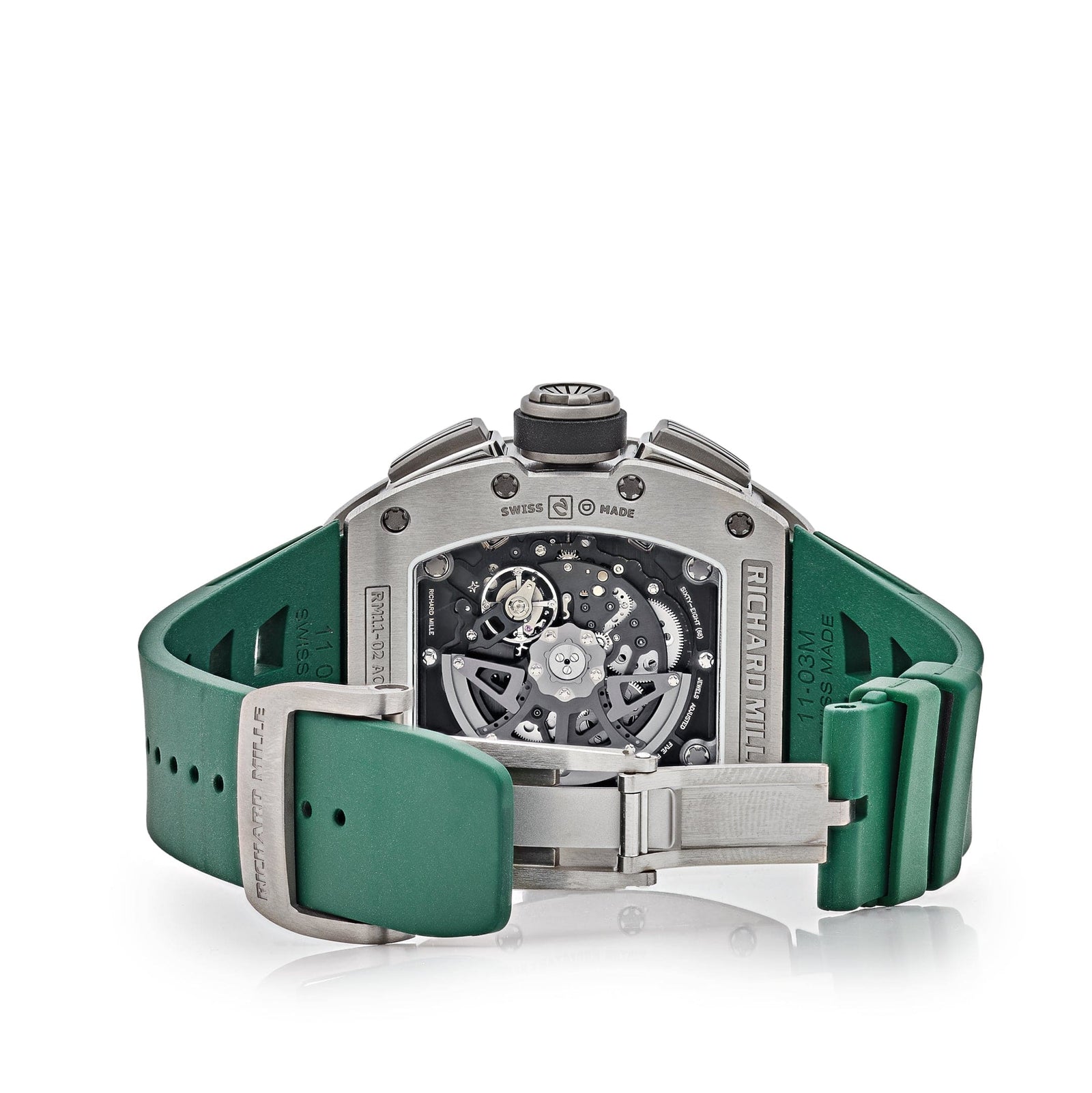 Richard Mille RM11用ベルトラバー　グリーン Richard Mille Roberto Mancini RM11-01 50MM Transparent Dial