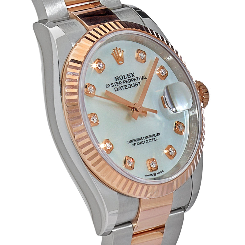 Rolex Datejust 126231 Rose Gold Stainless Steel Mother of Pearl Diamond Dial