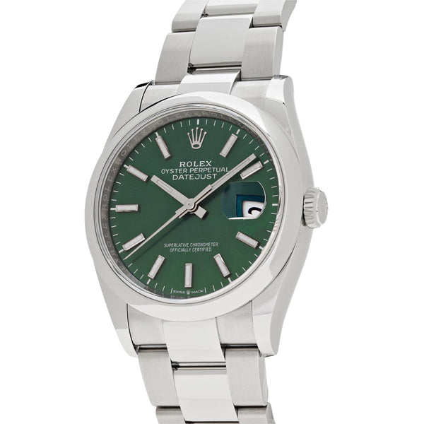Rolex Datejust 126200 Stainless Steel Green Dial Oyster