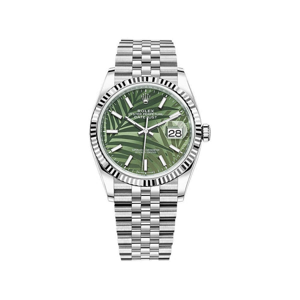 Rolex Datejust 126234 White Gold Stainless Steel Palm Motif Dial (2022)