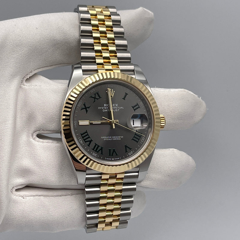Rolex Datejust 126333 'Wimbledon' Yellow Gold Stainless Steel Slate Jubilee