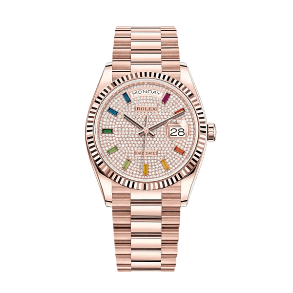 Rolex Day-Date 128235 Rose Gold Diamond Paved Dial