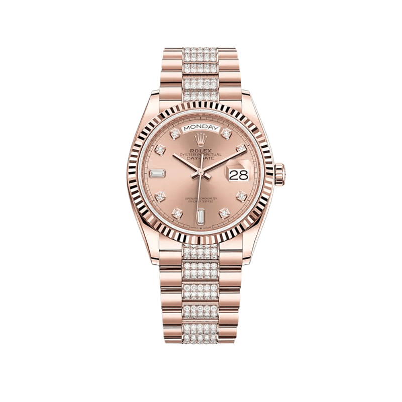 Rolex Day-Date 128235 Rose Gold Rosé Diamond Dial