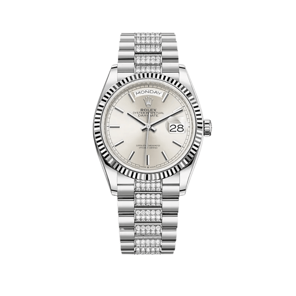 Rolex Day-Date 128239 White Gold Silver Dial